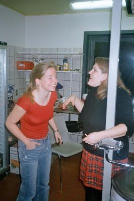 Imens at Præsidenten underholder formanden i køkkenet
