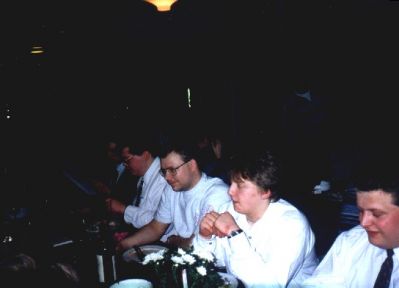 Så er vi klar til festmiddagen, med Mads, Steen, Bo og Ronald
